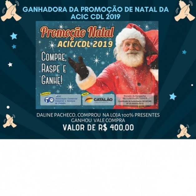 Ganhadora da Promoção Natal ACIC/CDL 2019